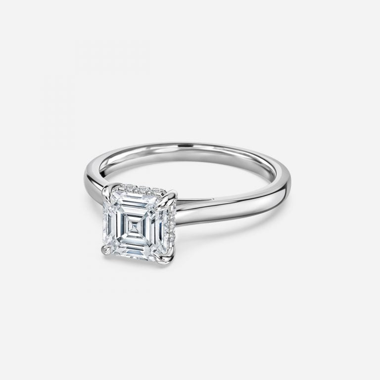 Jessalyn Asscher Hidden Halo Moissanite Engagement Ring