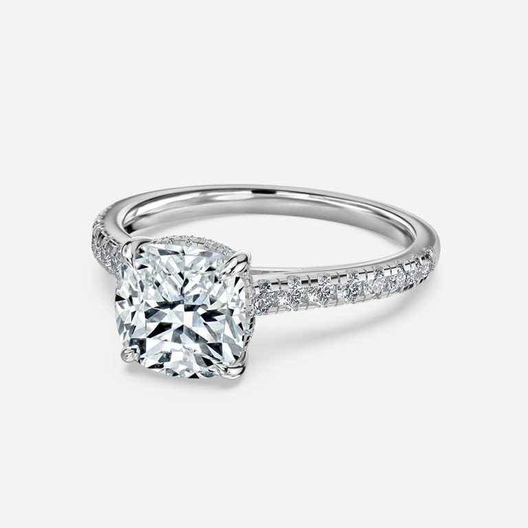 Zanna Cushion Hidden Halo Moissanite Engagement Ring