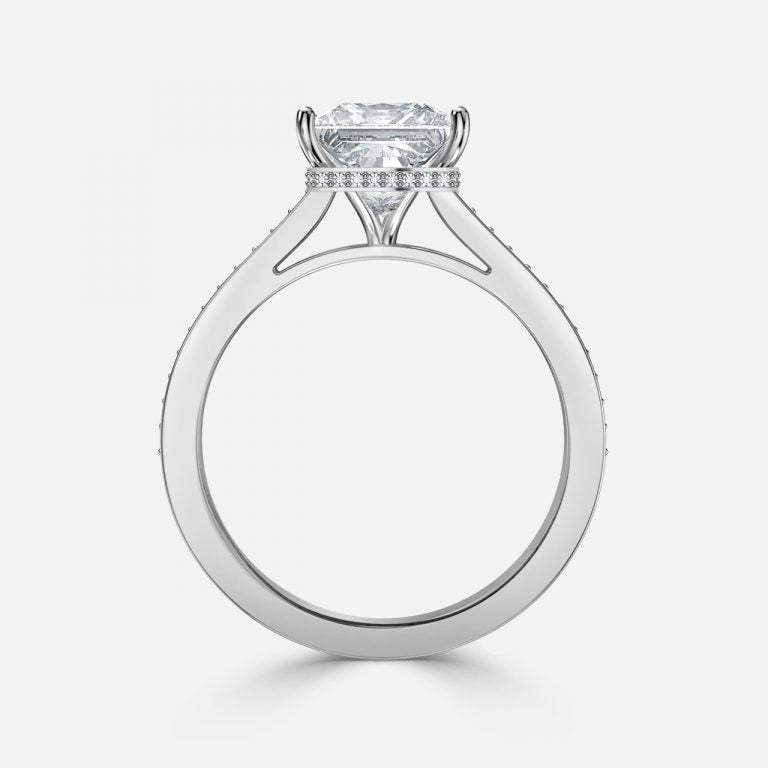 Inez Princess Hidden Halo Moissanite Engagement Ring