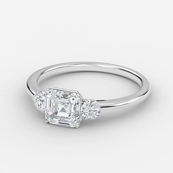 Kaori Asscher Three Stone Moissanite Engagement Ring