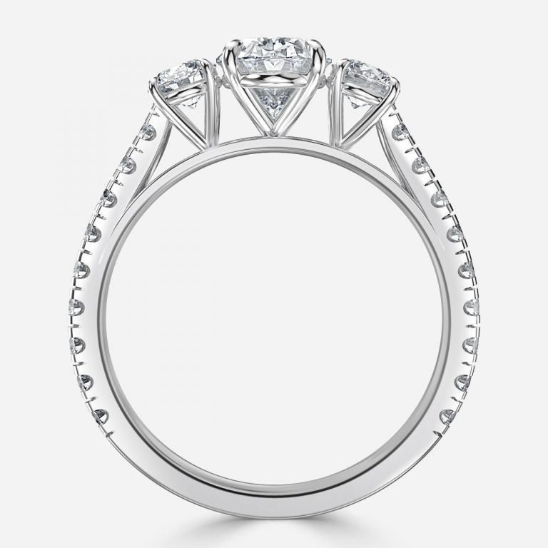 Oriana Oval Three Stone Moissanite Engagement Ring