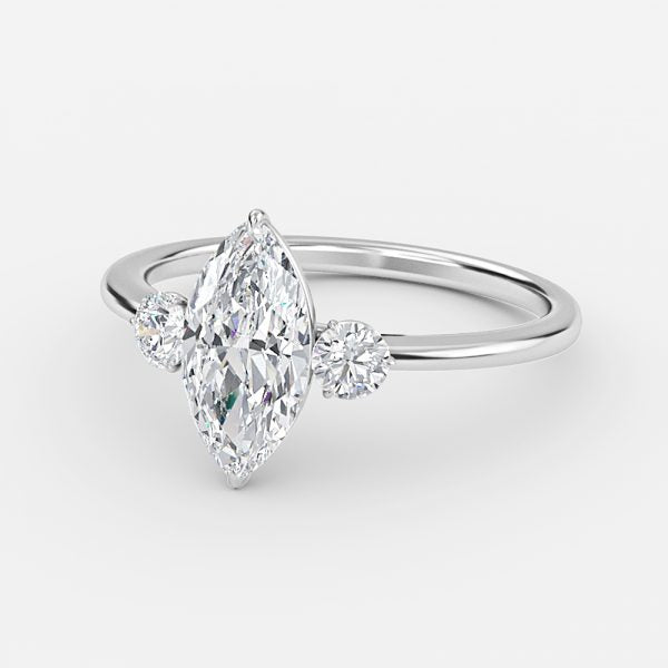 Kaori Marquise Three Stone Moissanite Engagement Ring