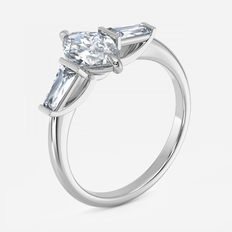 Jara Marquise Three Stone Moissanite Engagement Ring