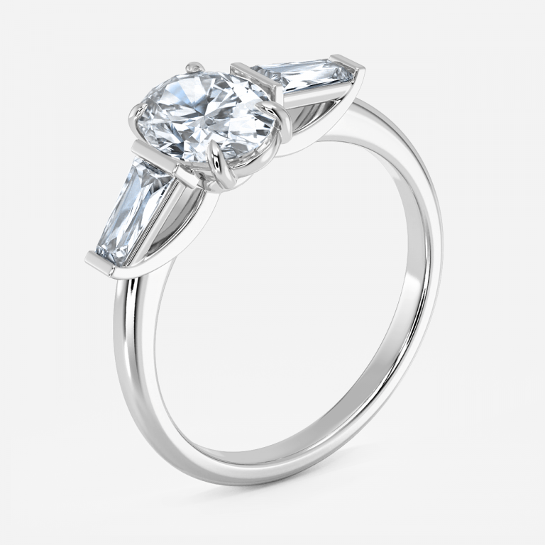 Jara Oval Three Stone Moissanite Engagement Ring