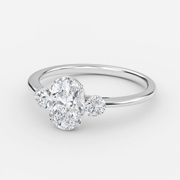 Kaori Oval Three Stone Moissanite Engagement Ring