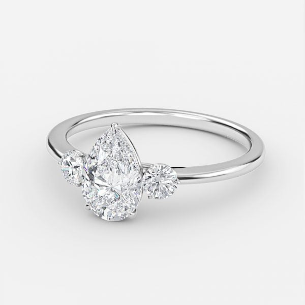 Kaori Pear Three Stone Moissanite Engagement Ring