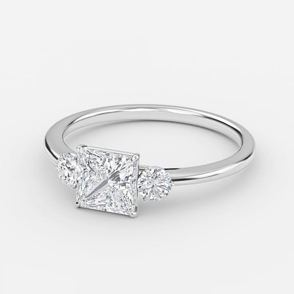 Kaori Princess Three Stone Moissanite Engagement Ring