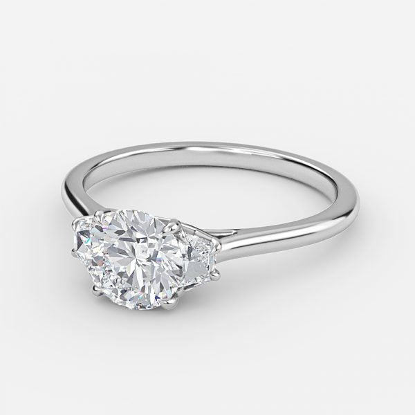 Rain Round Three Stone Moissanite Engagement Ring