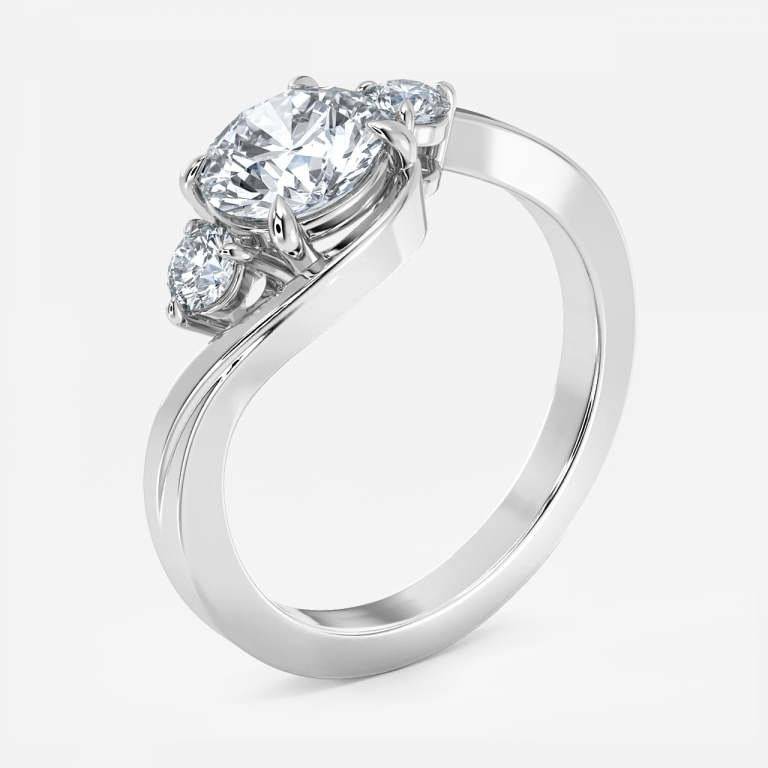 Fauna Round Three Stone Moissanite Engagement Ring