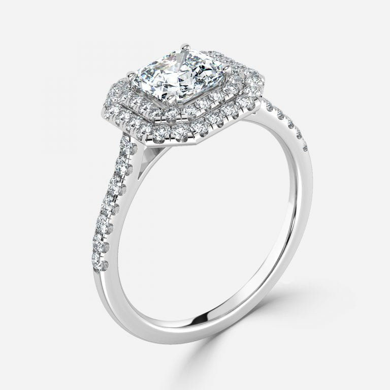 Linnea Asscher Halo Moissanite Engagement Ring