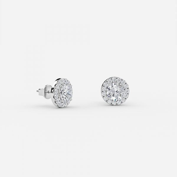 Round Moissanite Halo Earrings