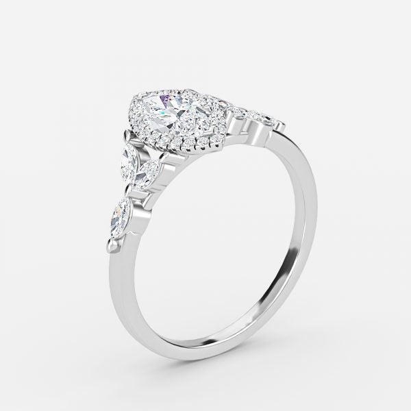 Jacinta Marquise Halo Moissanite Engagement Ring