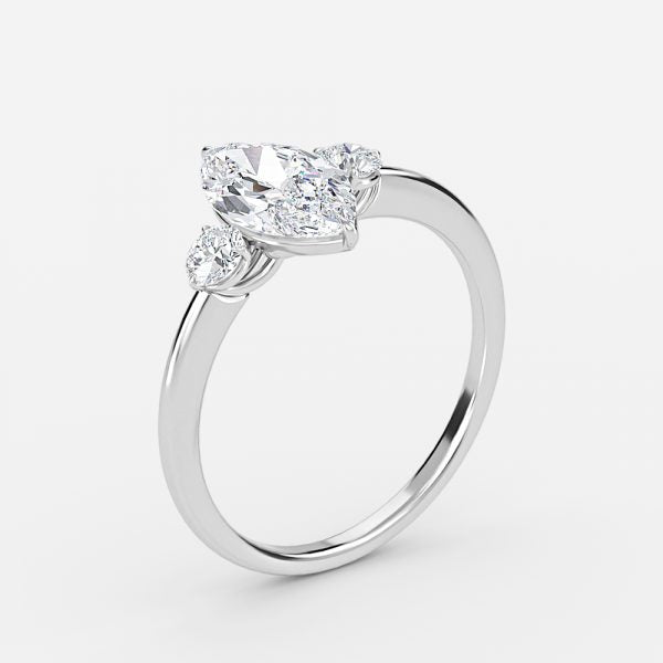 Kaori Marquise Three Stone Moissanite Engagement Ring