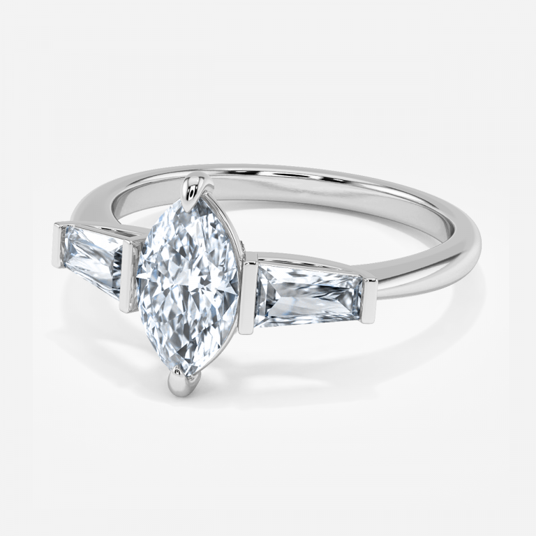 Jara Marquise Three Stone Moissanite Engagement Ring