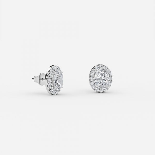 Oval Moissanite Halo Earrings