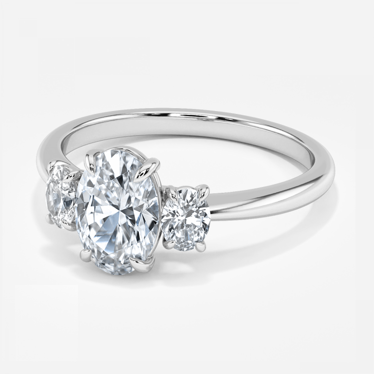 Saskia Oval Three Stone Moissanite Engagement Ring