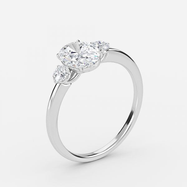 Kaori Oval Three Stone Moissanite Engagement Ring