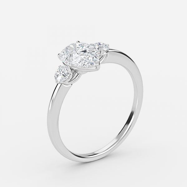 Kaori Pear Three Stone Moissanite Engagement Ring