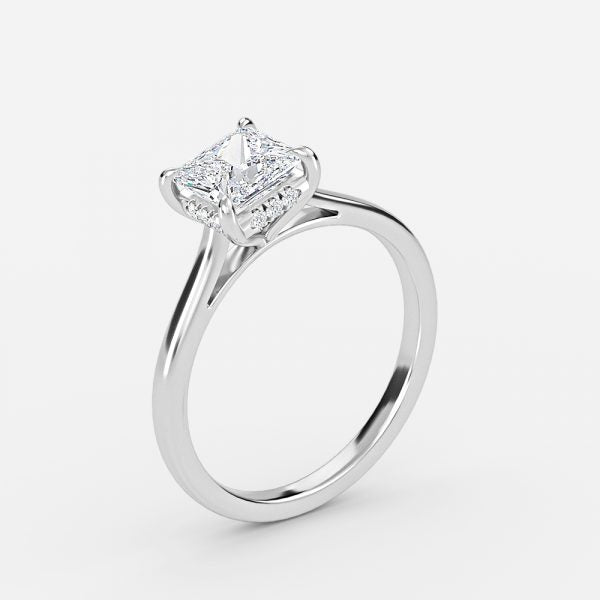 Jessalyn Princess Hidden Halo Moissanite Engagement Ring