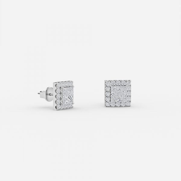 Princess Moissanite Halo Earrings