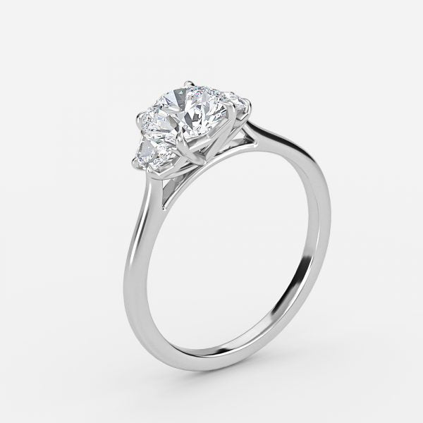 Rain Round Three Stone Moissanite Engagement Ring