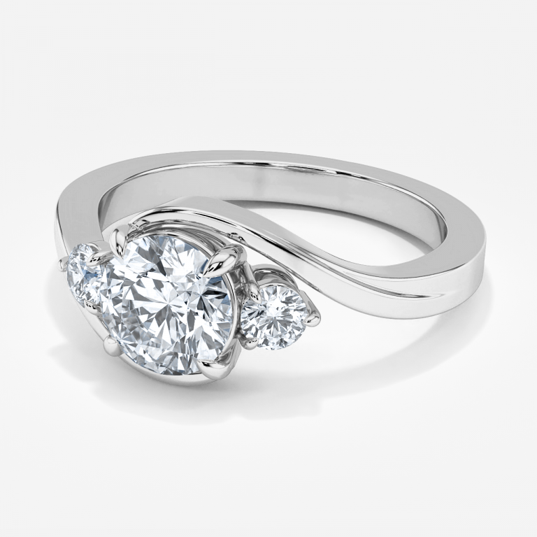 Fauna Round Three Stone Moissanite Engagement Ring