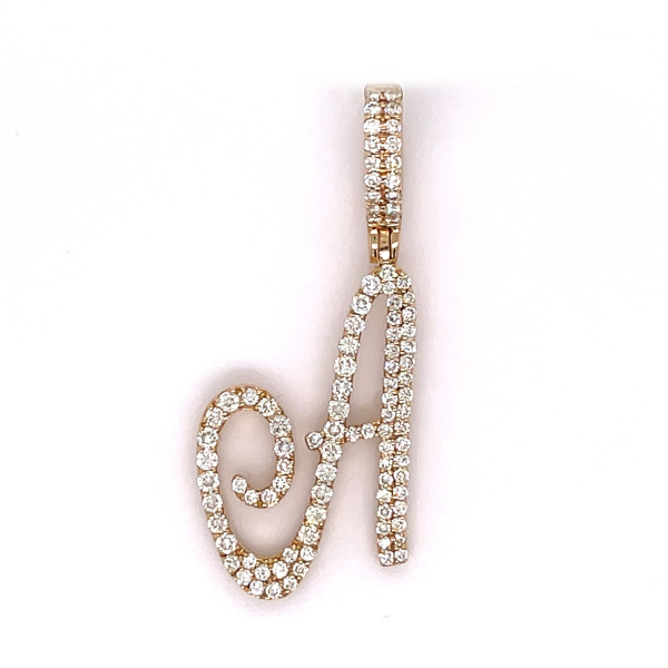 1.00 CT Moissanite Iced Out Letter A Pendant