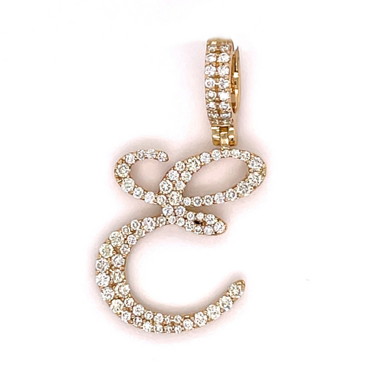 1.30 CT Moissanite Iced Out Letter E Pendant