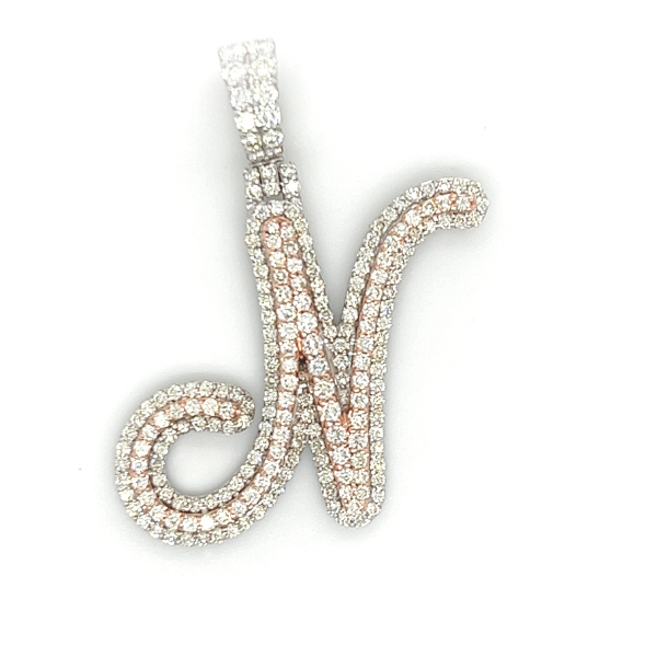 3.50 CT Moissanite Iced Out Letter N Pendant
