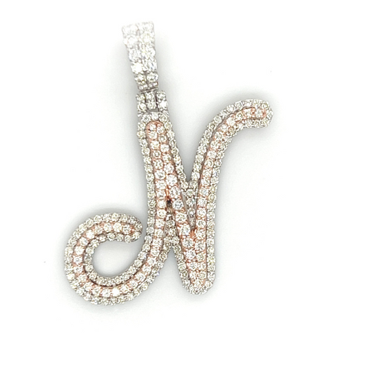 3.50 CT Moissanite Iced Out Letter N Pendant