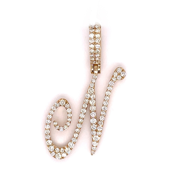 1.00 CT Moissanite Iced Out Letter N Pendant