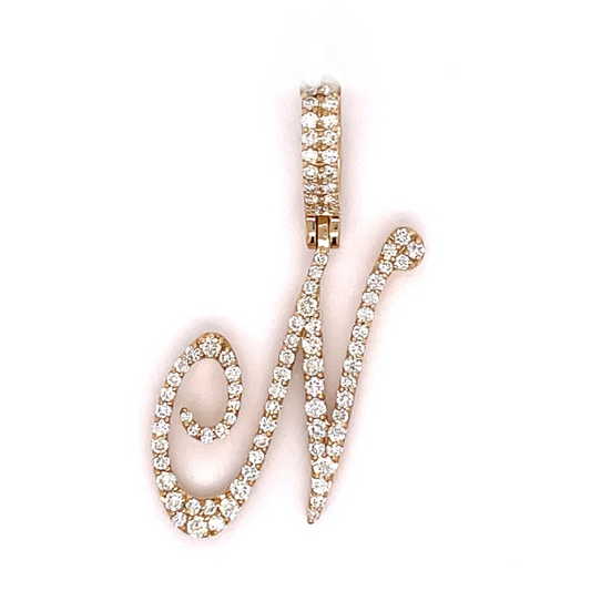 1.00 CT Moissanite Iced Out Letter N Pendant