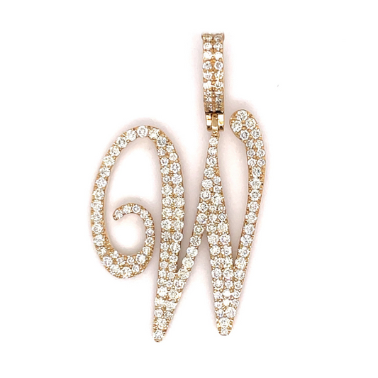 2.50 CT Moissanite Iced Out Letter W Pendant