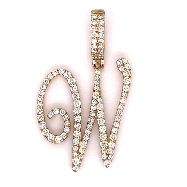 1.00 CT Moissanite Iced Out Letter W Pendant