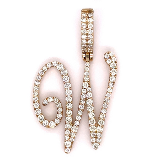 1.00 CT Moissanite Iced Out Letter W Pendant