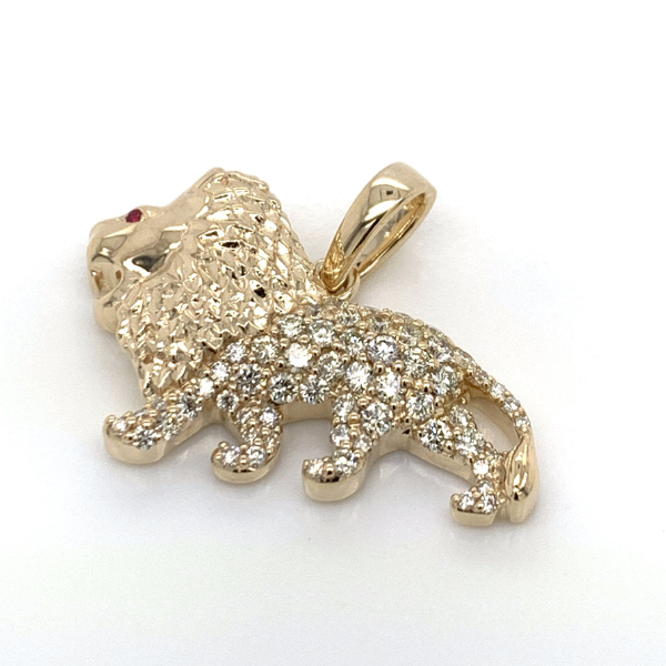 0.85 CT Moissanite Iced Out Lion Pendant