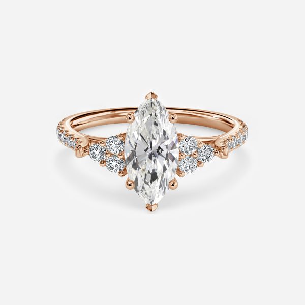 Galatea Marquise Three Stone Moissanite Engagement Ring