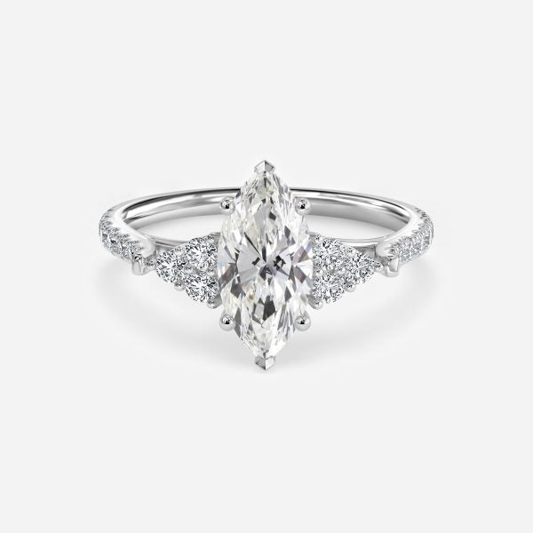 Galatea Marquise Three Stone Moissanite Engagement Ring