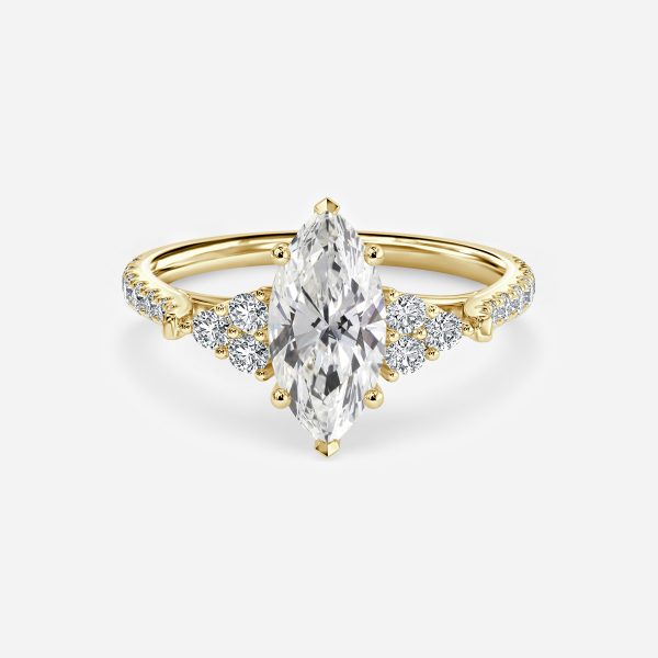 Galatea Marquise Three Stone Moissanite Engagement Ring