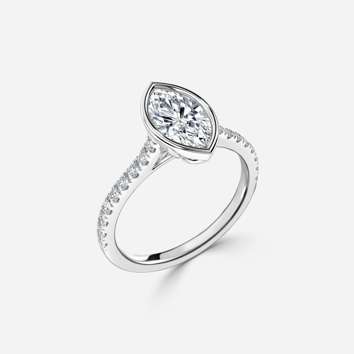 Arabella Marquise Diamond Band Moissanite Engagement Ring