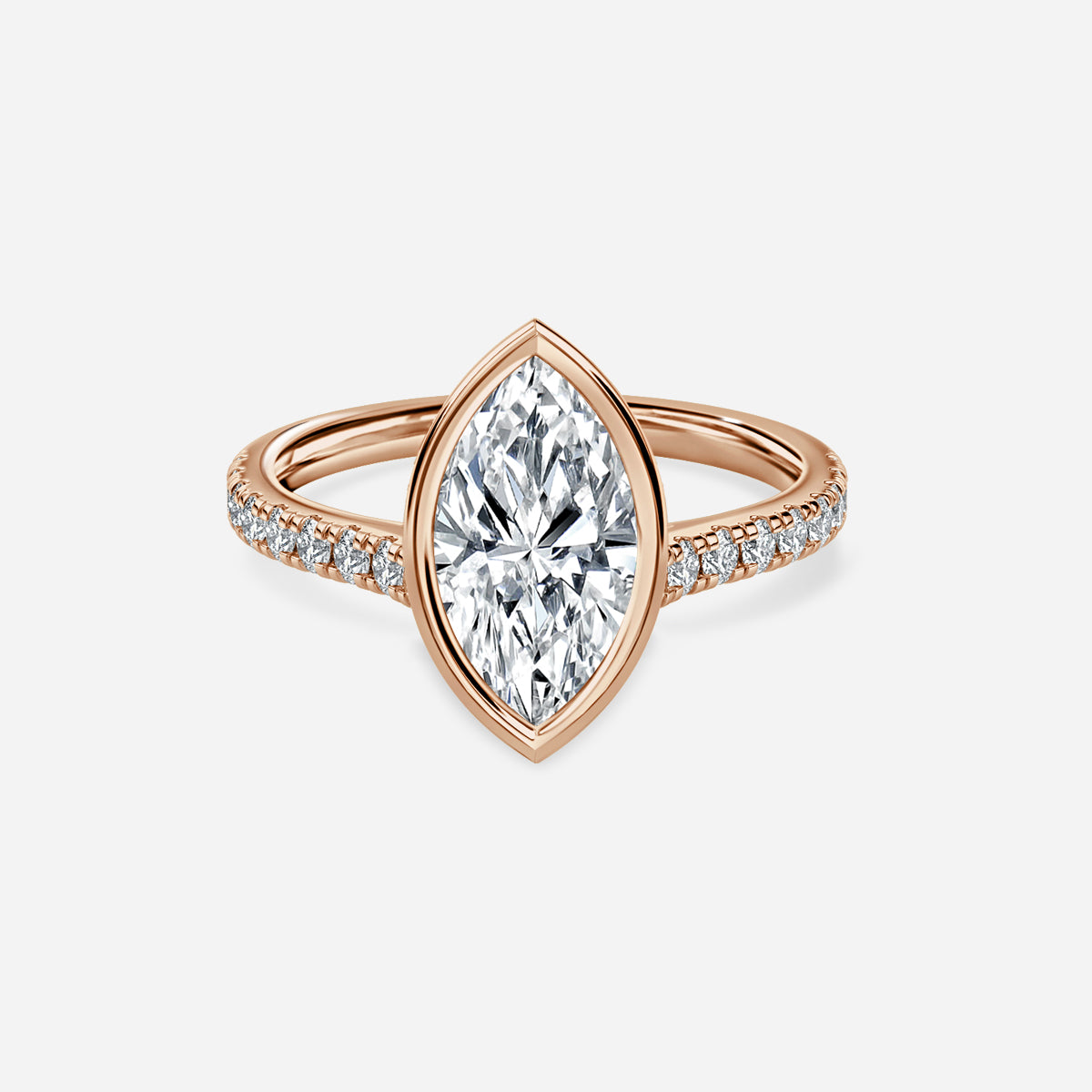 Arabella Marquise Diamond Band Moissanite Engagement Ring