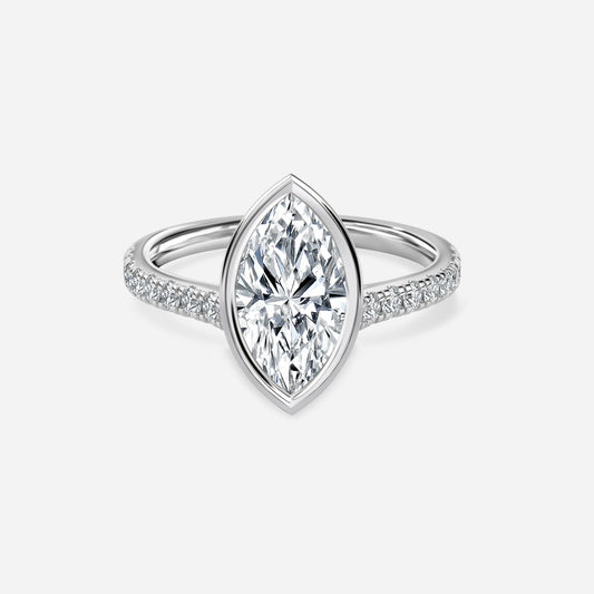 Arabella Marquise Diamond Band Moissanite Engagement Ring