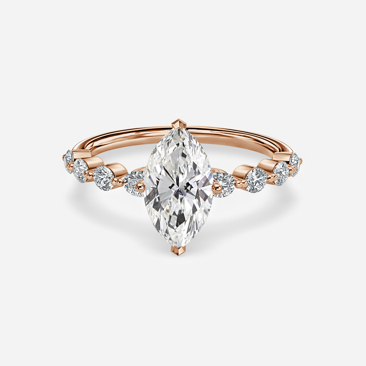 Philippa Marquise unique Moissanite Engagement Ring