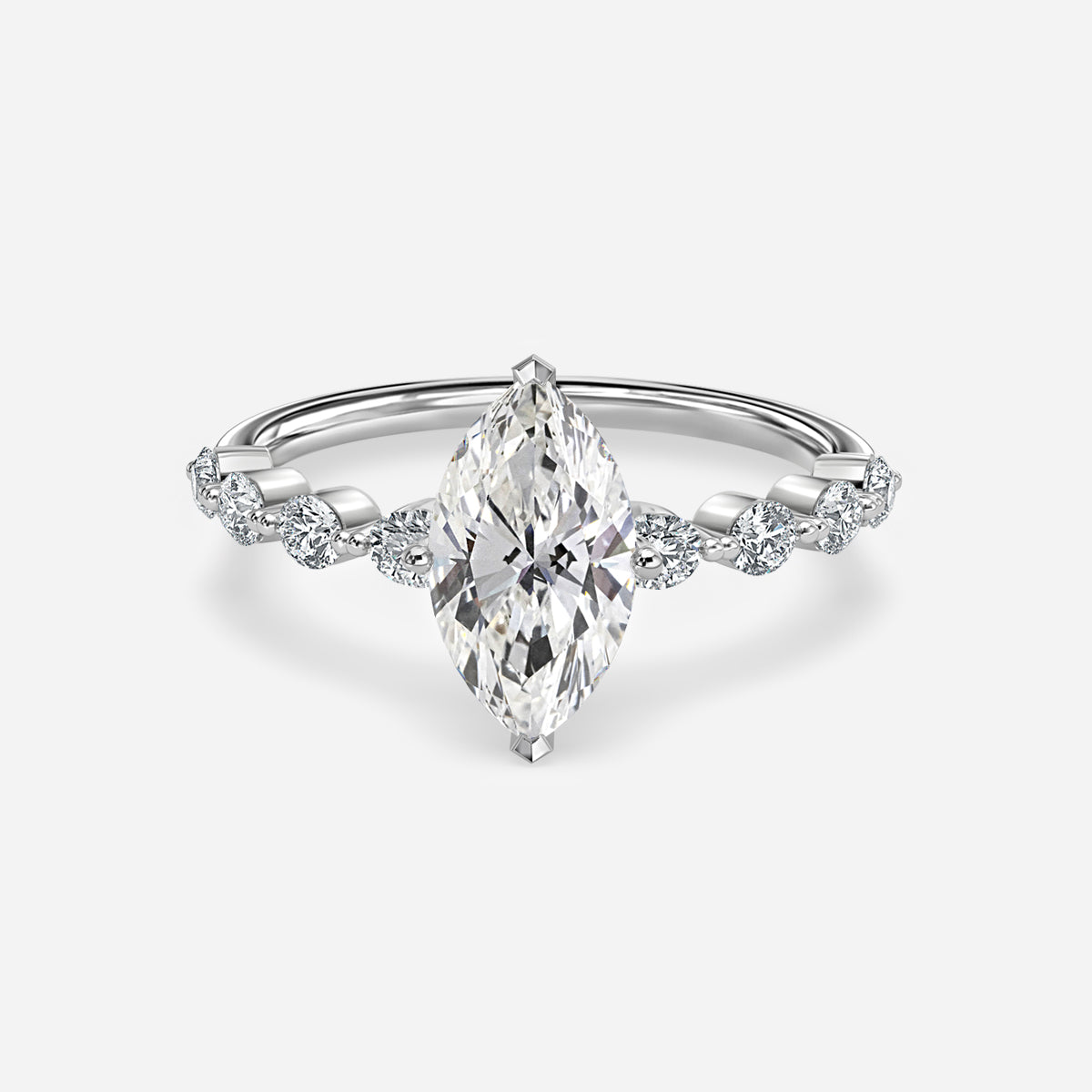 Philippa Marquise unique Moissanite Engagement Ring