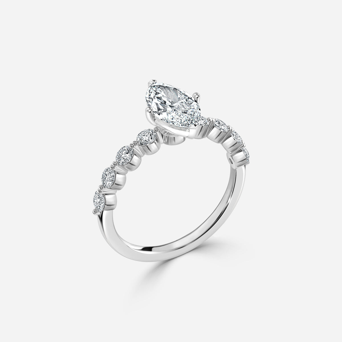 Philippa Marquise unique Moissanite Engagement Ring