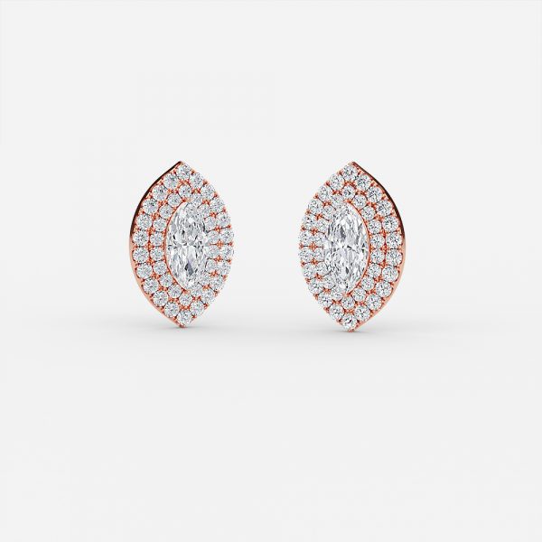 Marquise Moissanite Double Halo Earrings