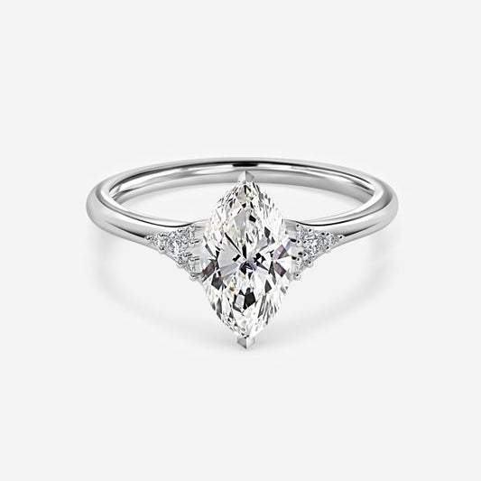 Aurelia Marquise Three Stone Moissanite Engagement Ring