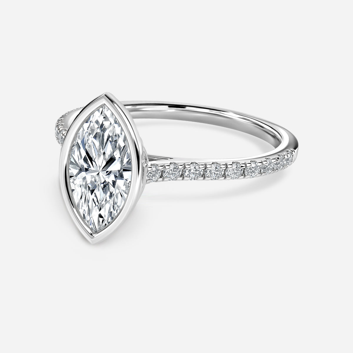 Arabella Marquise Diamond Band Moissanite Engagement Ring