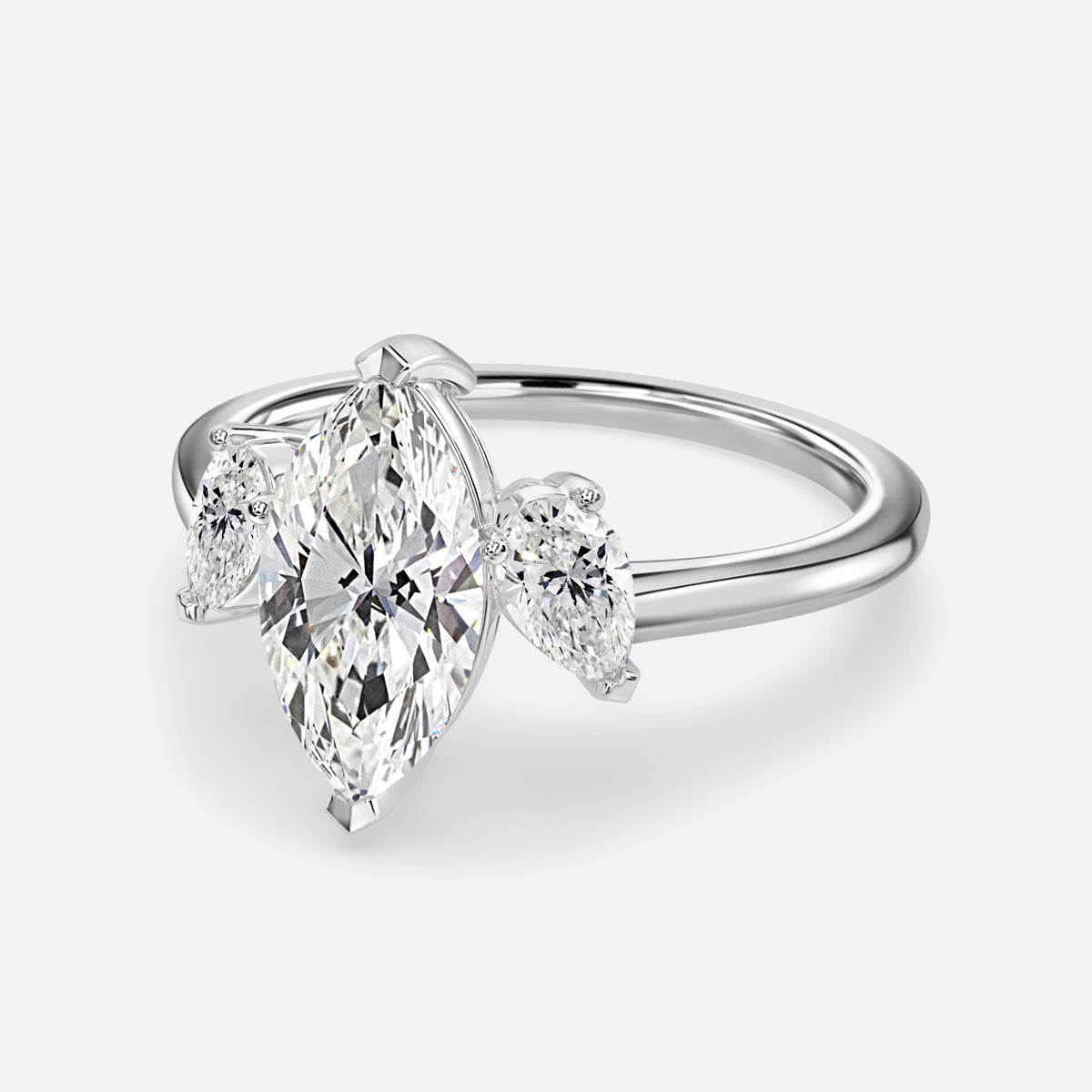 Jael Marquise Three Stone Moissanite Engagement Ring