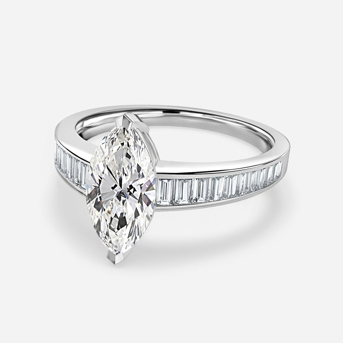 Zelia Marquise Unique Moissanite Engagement Ring